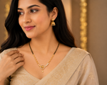 Orniva Gold Finish CZ Designer Mangalsutra for Women | Premium Imitation Jewellery
