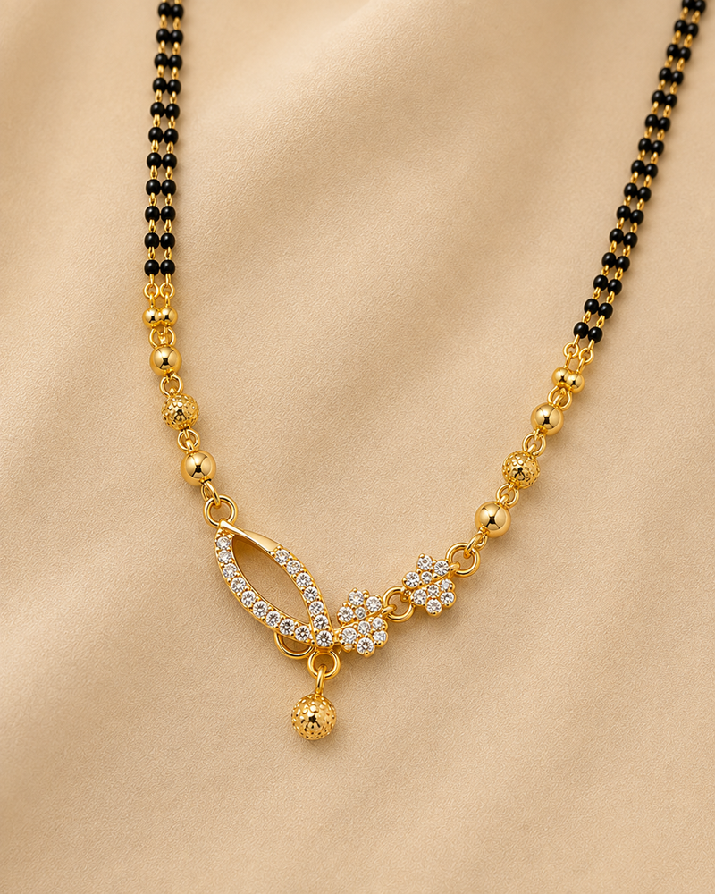 Orniva Gold Finish CZ Designer Mangalsutra for Women | Premium Imitation Jewellery