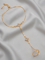 Gold Plated AD Bracelet Ring Hand Harness for Women | Adjustable Hathphool
