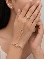 Gold Plated AD Bracelet Ring Hand Harness for Women | Adjustable Hathphool - ORNIVA