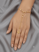 Gold Plated AD Bracelet Ring Hand Harness for Women | Adjustable Hathphool - ORNIVA