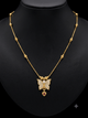 Gold Plated Butterfly Pendant Necklace for Women with American Diamond & Ruby Drop