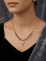 Gold Plated Star Pendant Mangalsutra for Women | American Diamond Black Beads Necklace - ORNIVA