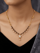 Gold Plated Star Pendant Mangalsutra for Women | American Diamond Black Beads Necklace