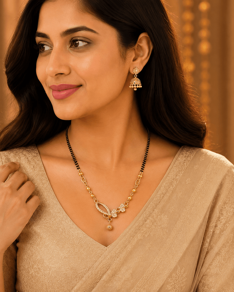 Orniva Gold Finish CZ Designer Mangalsutra for Women | Premium Imitation Jewellery - ORNIVA